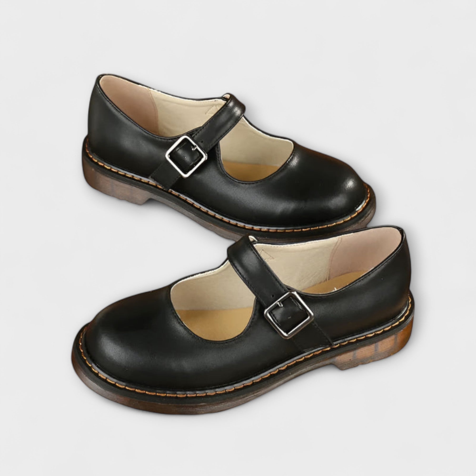 Claudia | Damen Mary Jane Schuhe mit Schnalle und Flacher Sohle