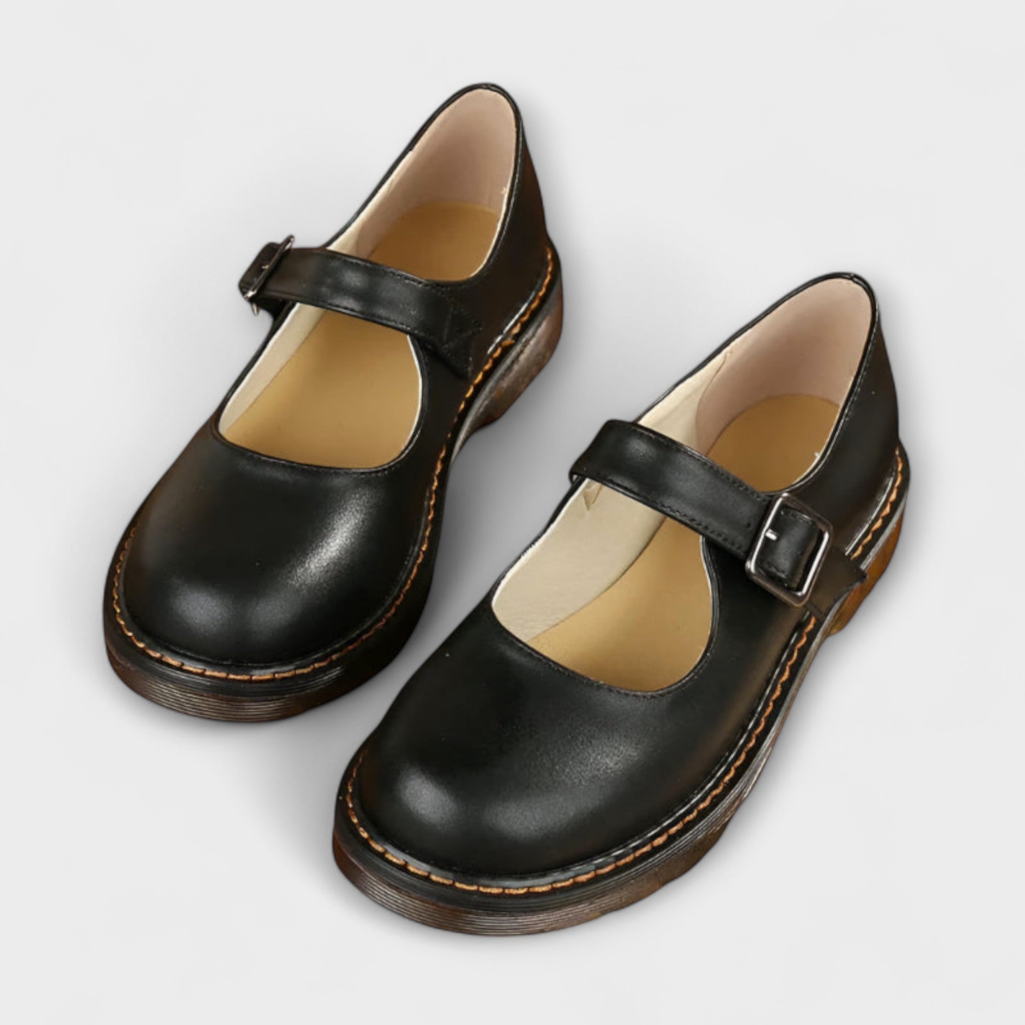Claudia | Damen Mary Jane Schuhe mit Schnalle und Flacher Sohle