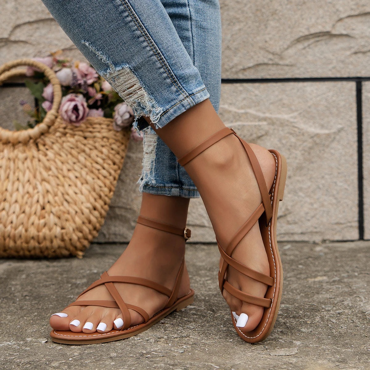 Nelly | Damen Römersandalen mit Zipper