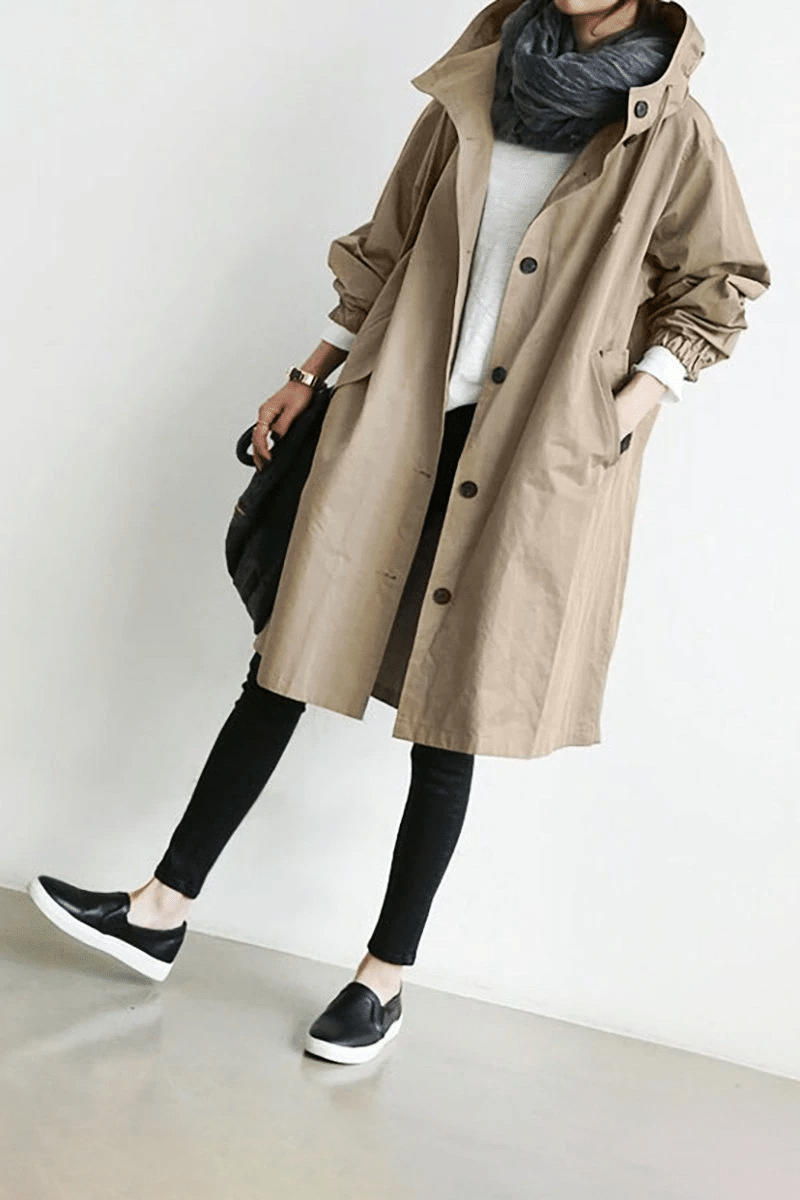 Adèle | Damen Windjacke mit Kapuze und Knöpfen