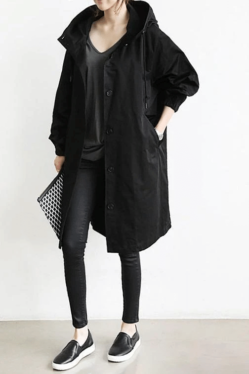 Adèle | Damen Windjacke mit Kapuze und Knöpfen