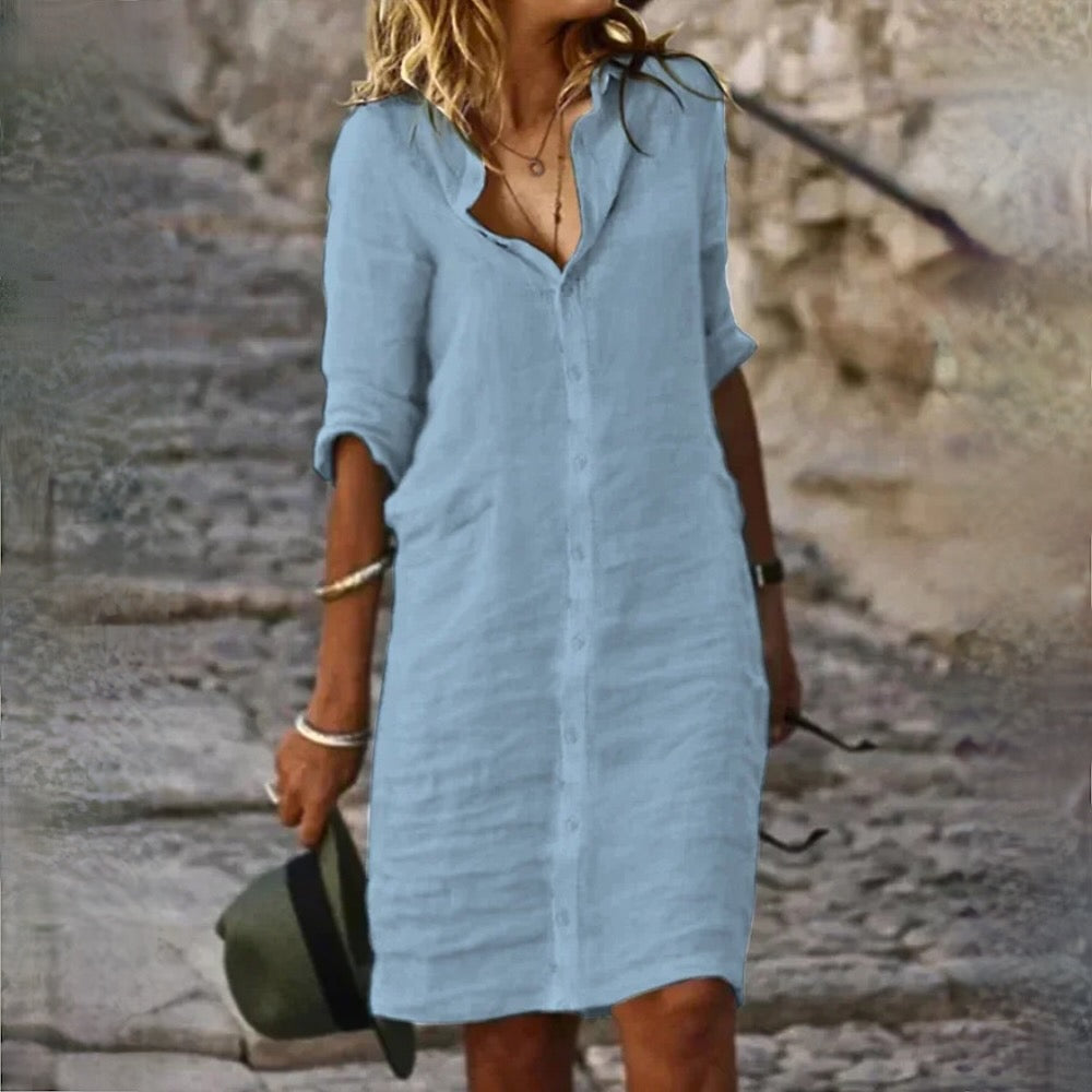 Tabea | Luftiges Leinen Blusenkleid