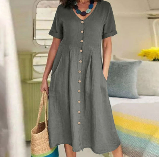 Lässiges Damenkleid mit Knopfleiste