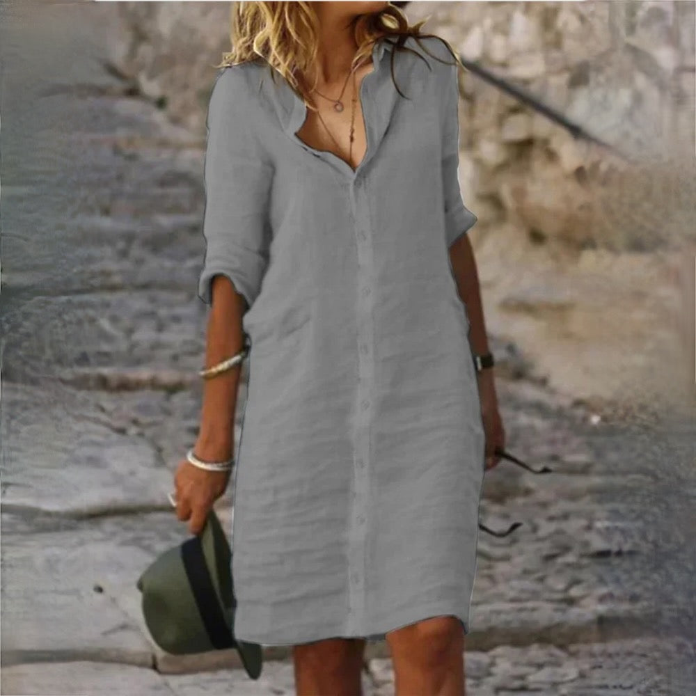 Tabea | Luftiges Leinen Blusenkleid
