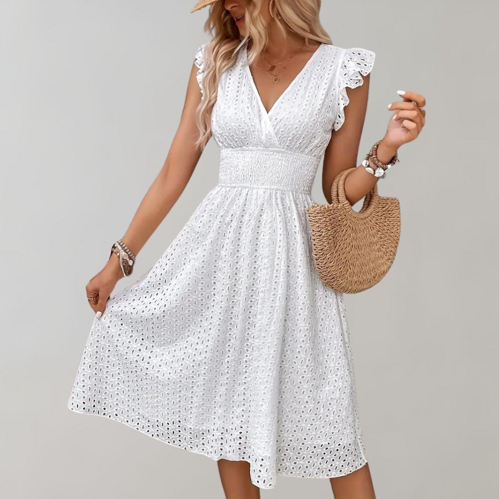 Noelle | Elegantes Sommerkleid mit gerüschten Ärmeln