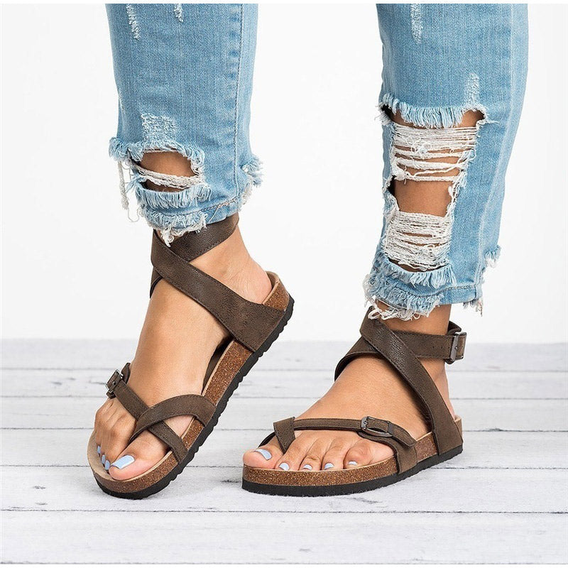 Janine | Flache Damen Riemchensandalen