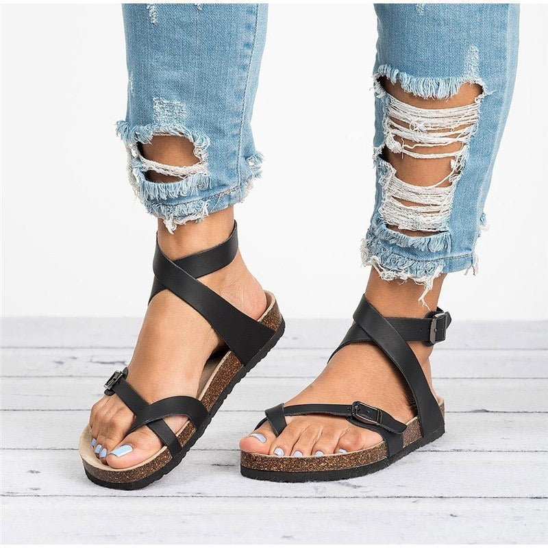 Janine | Flache Damen Riemchensandalen
