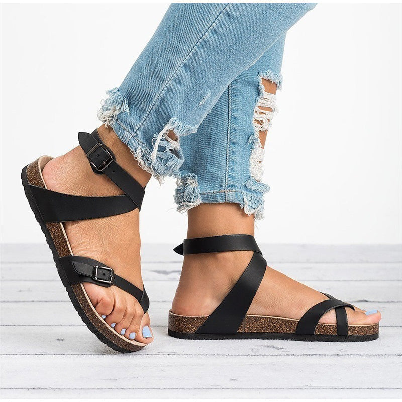 Janine | Flache Damen Riemchensandalen