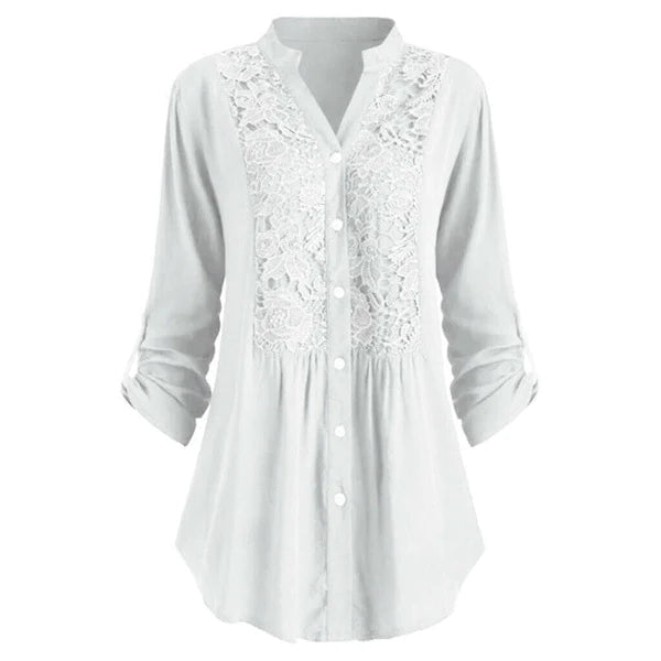Fabienne | Luftige Lange Bluse mit Puffärmeln für Damen