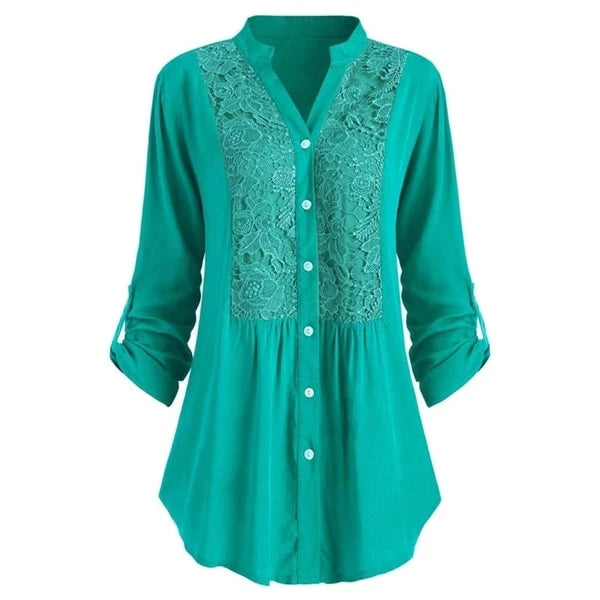 Fabienne | Luftige Lange Bluse mit Puffärmeln für Damen