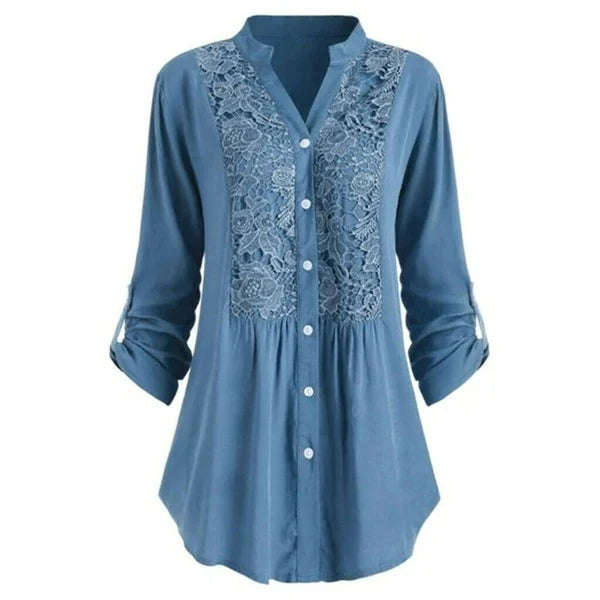 Fabienne | Luftige Lange Bluse mit Puffärmeln für Damen