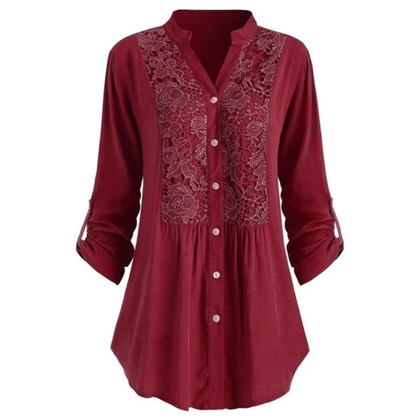 Fabienne | Luftige Lange Bluse mit Puffärmeln für Damen