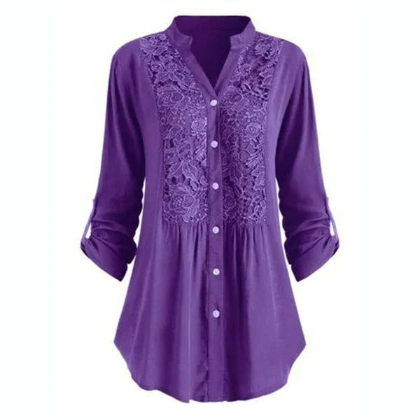 Fabienne | Luftige Lange Bluse mit Puffärmeln für Damen