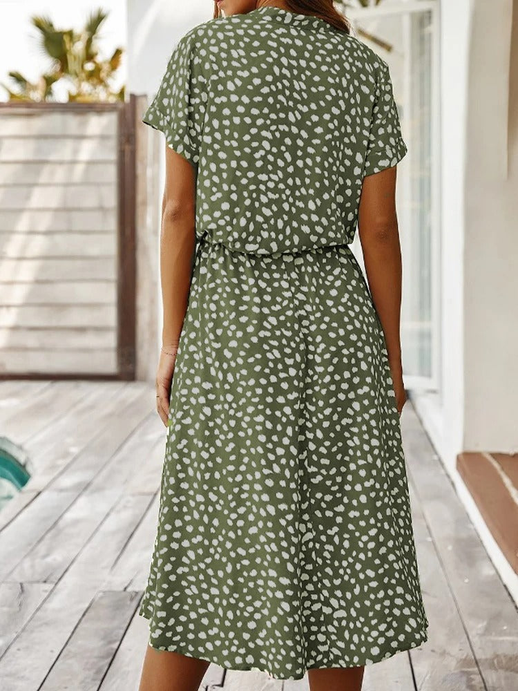 Laura | Damen Kurzarm Midi Kleid