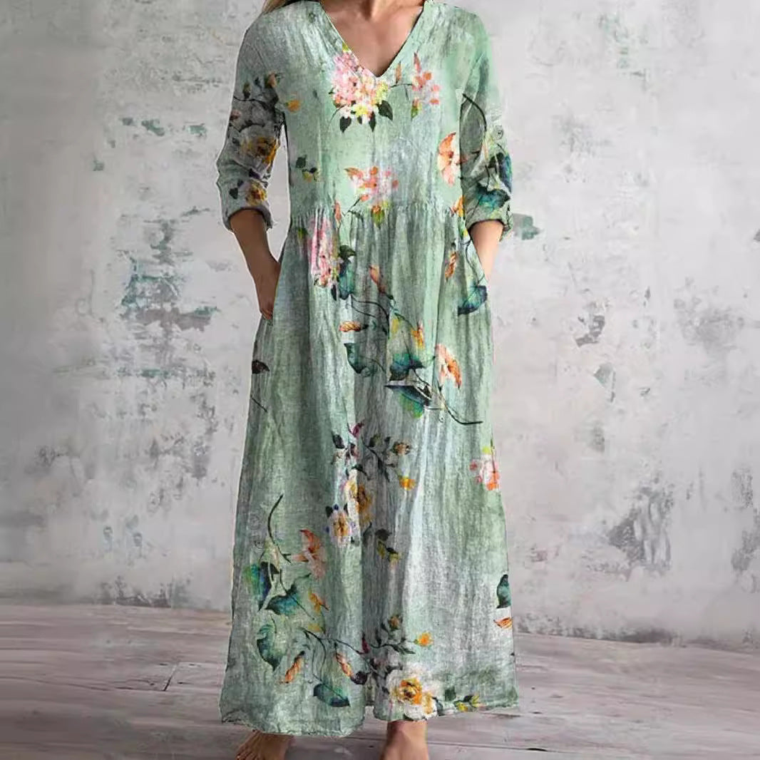Alexia | V-Ausschnitt Blumenmuster Sommerkleid