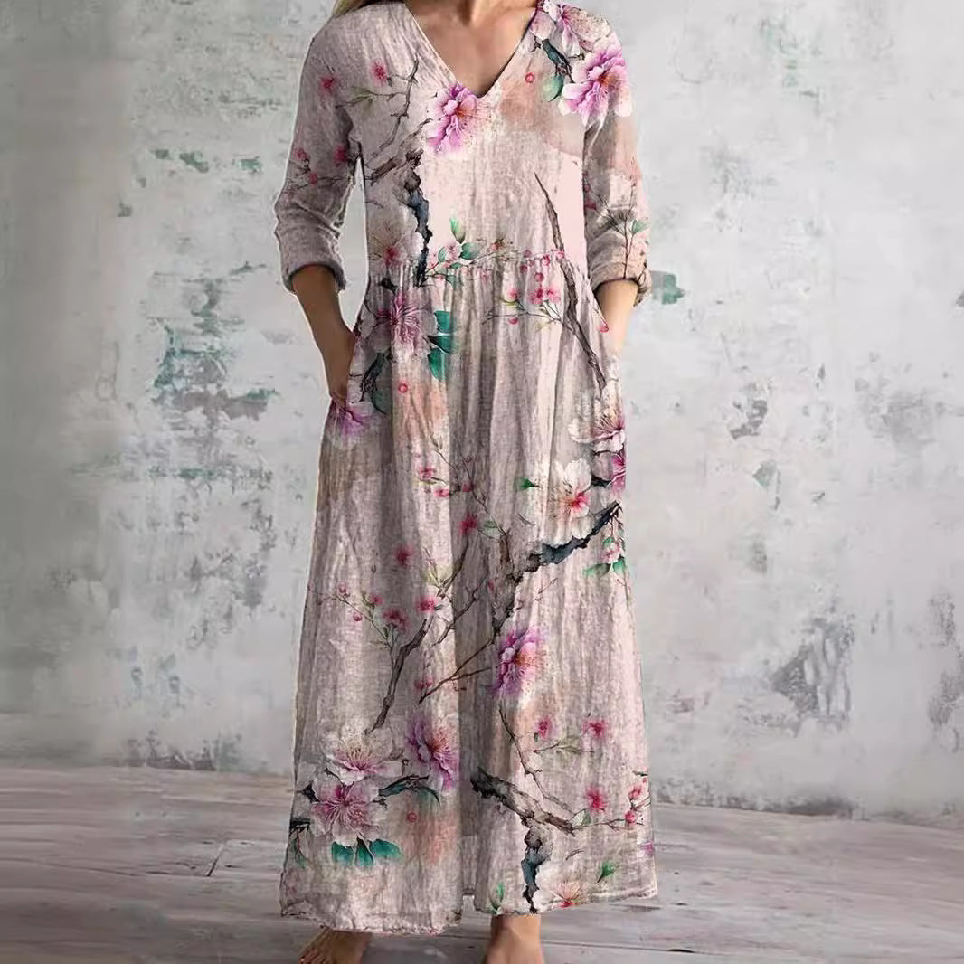 Alexia | V-Ausschnitt Blumenmuster Sommerkleid