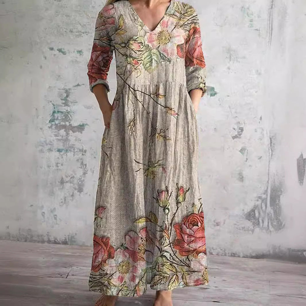 Alexia | V-Ausschnitt Blumenmuster Sommerkleid