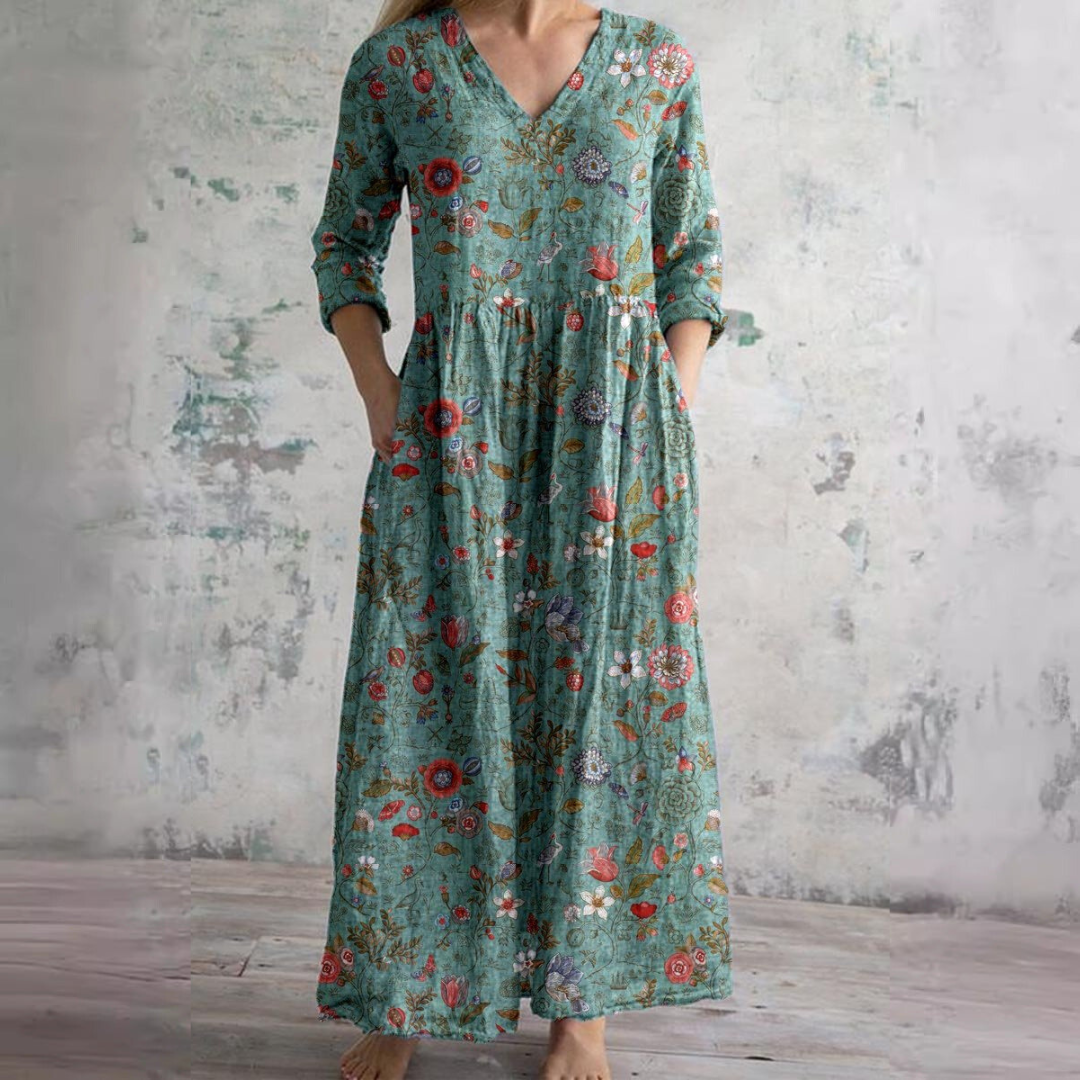 Alexia | V-Ausschnitt Blumenmuster Sommerkleid
