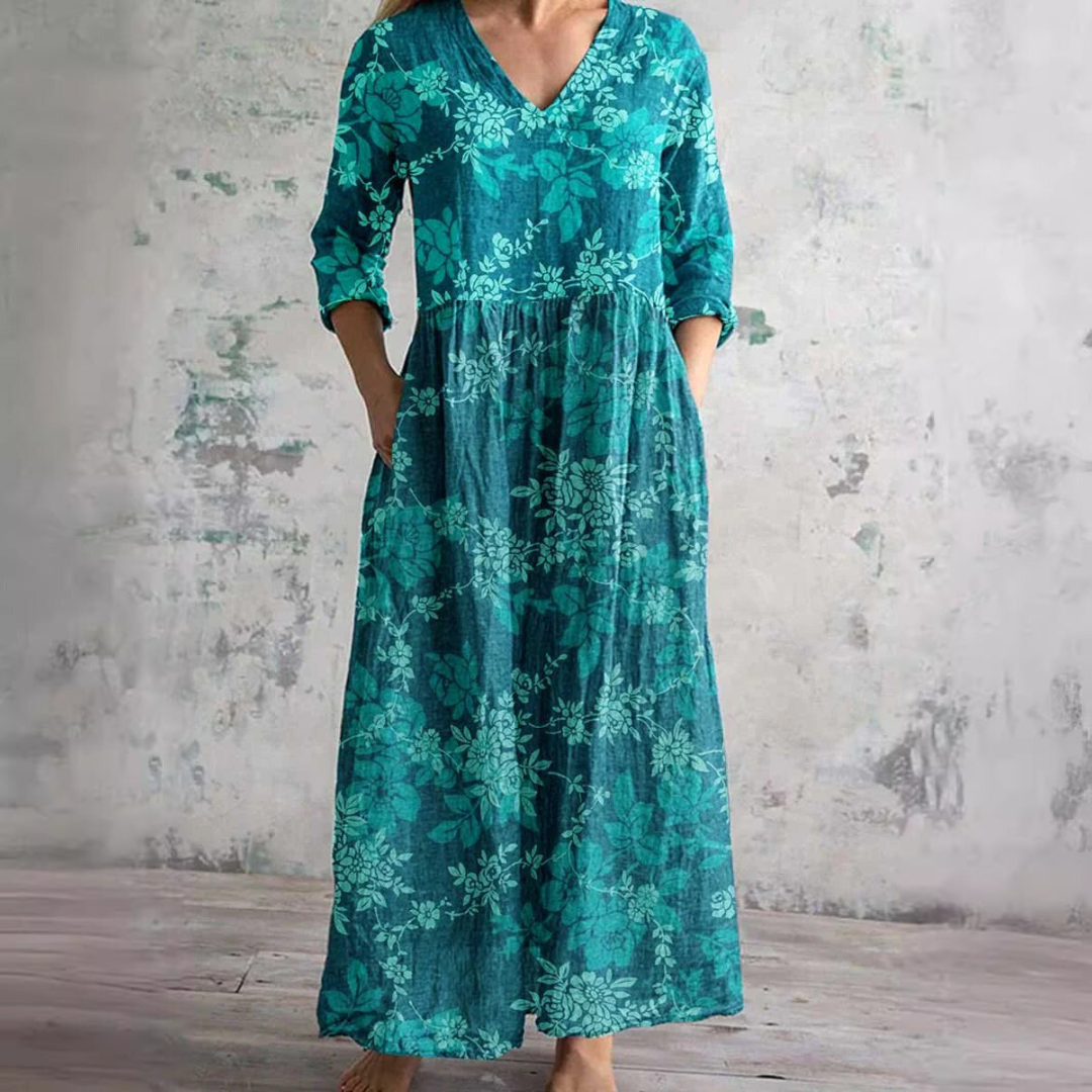 Alexia | V-Ausschnitt Blumenmuster Sommerkleid