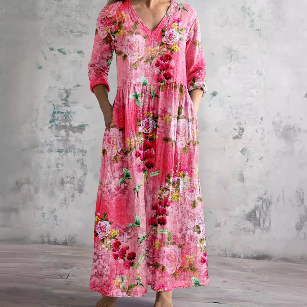 Alexia | V-Ausschnitt Blumenmuster Sommerkleid