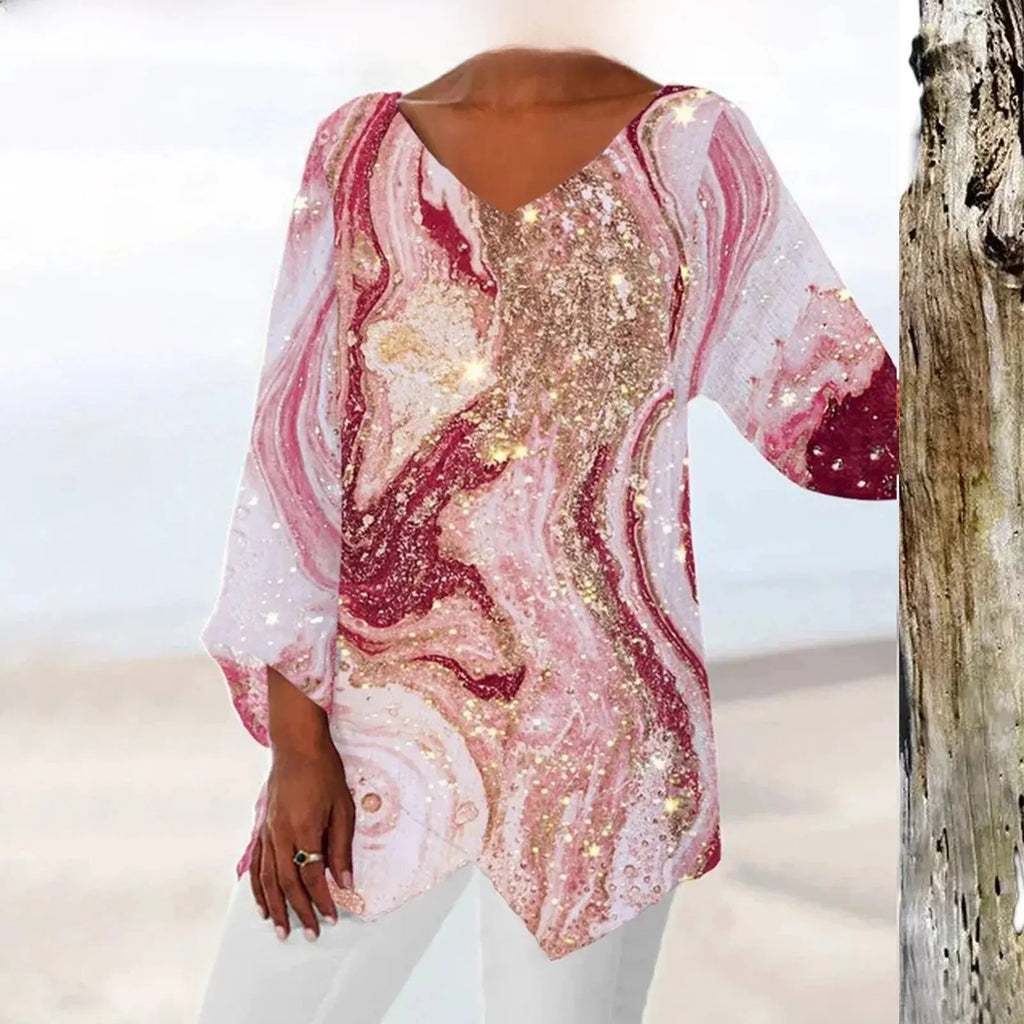 Alina- Vintage-Bluse mit V-Ausschnitt
