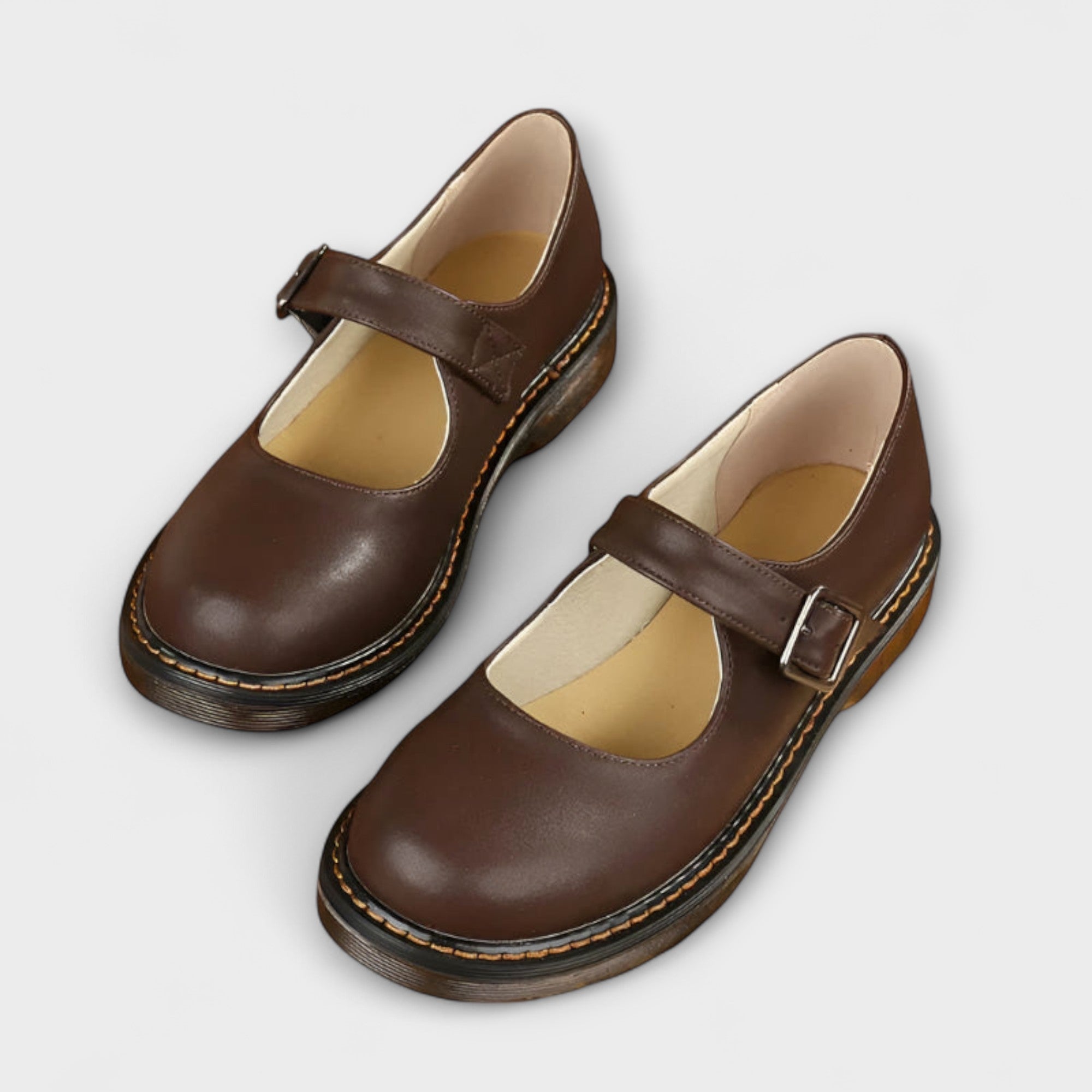 Claudia | Damen Mary Jane Schuhe mit Schnalle und Flacher Sohle