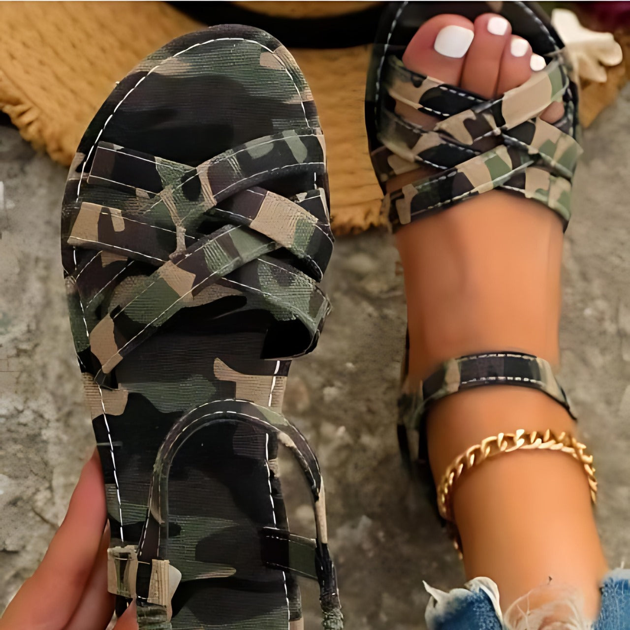 Leila | Bequeme Damen Sandalen mit Klettverschluss