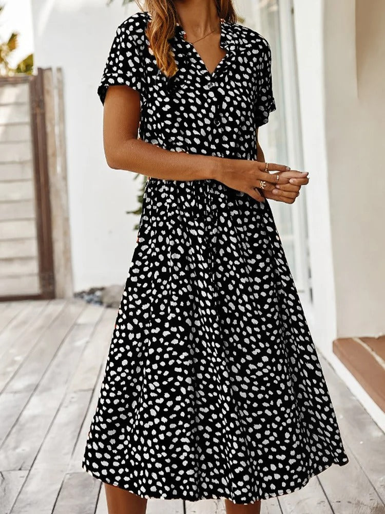 Laura | Damen Kurzarm Midi Kleid
