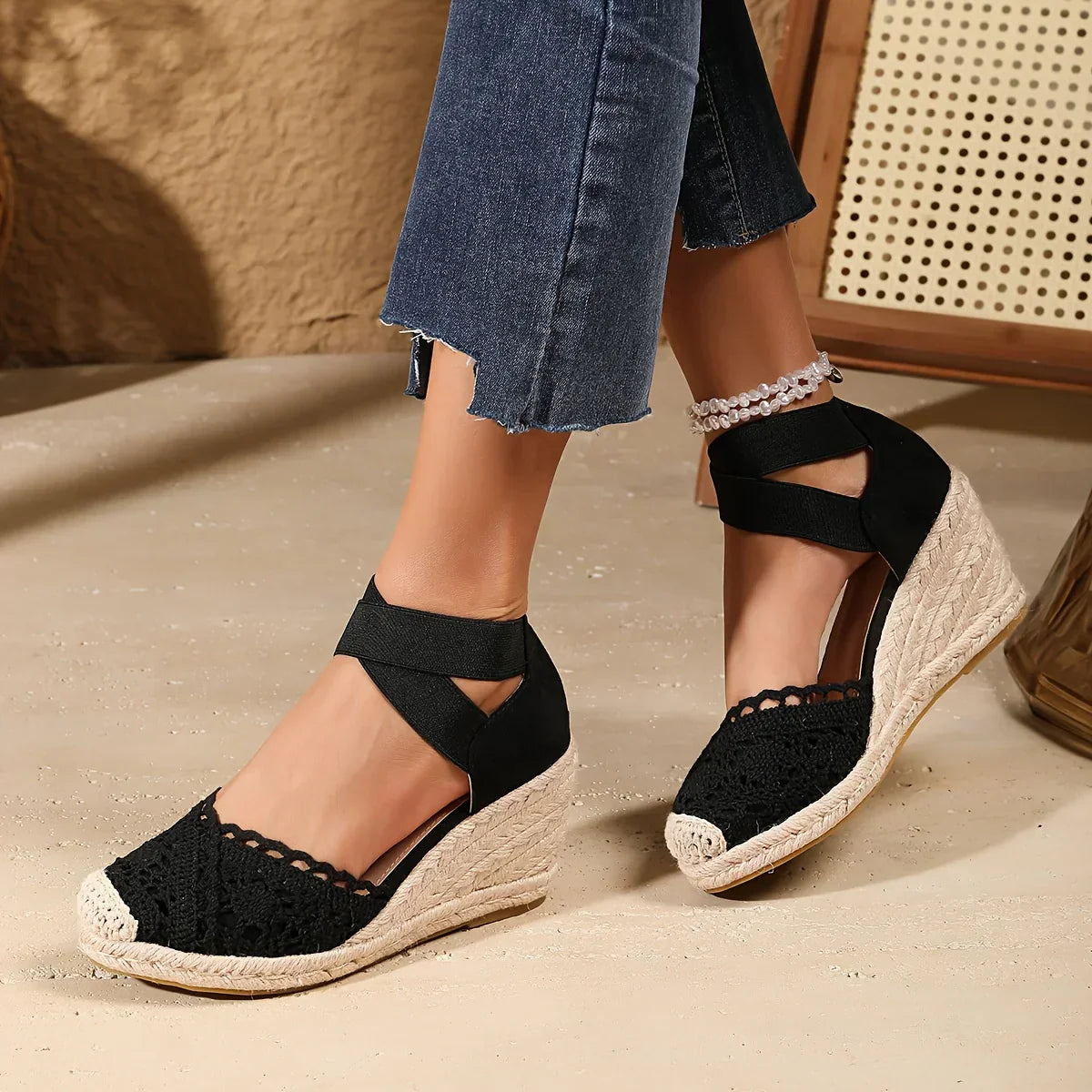 Greta | Crocheted Wedge Espadrilles