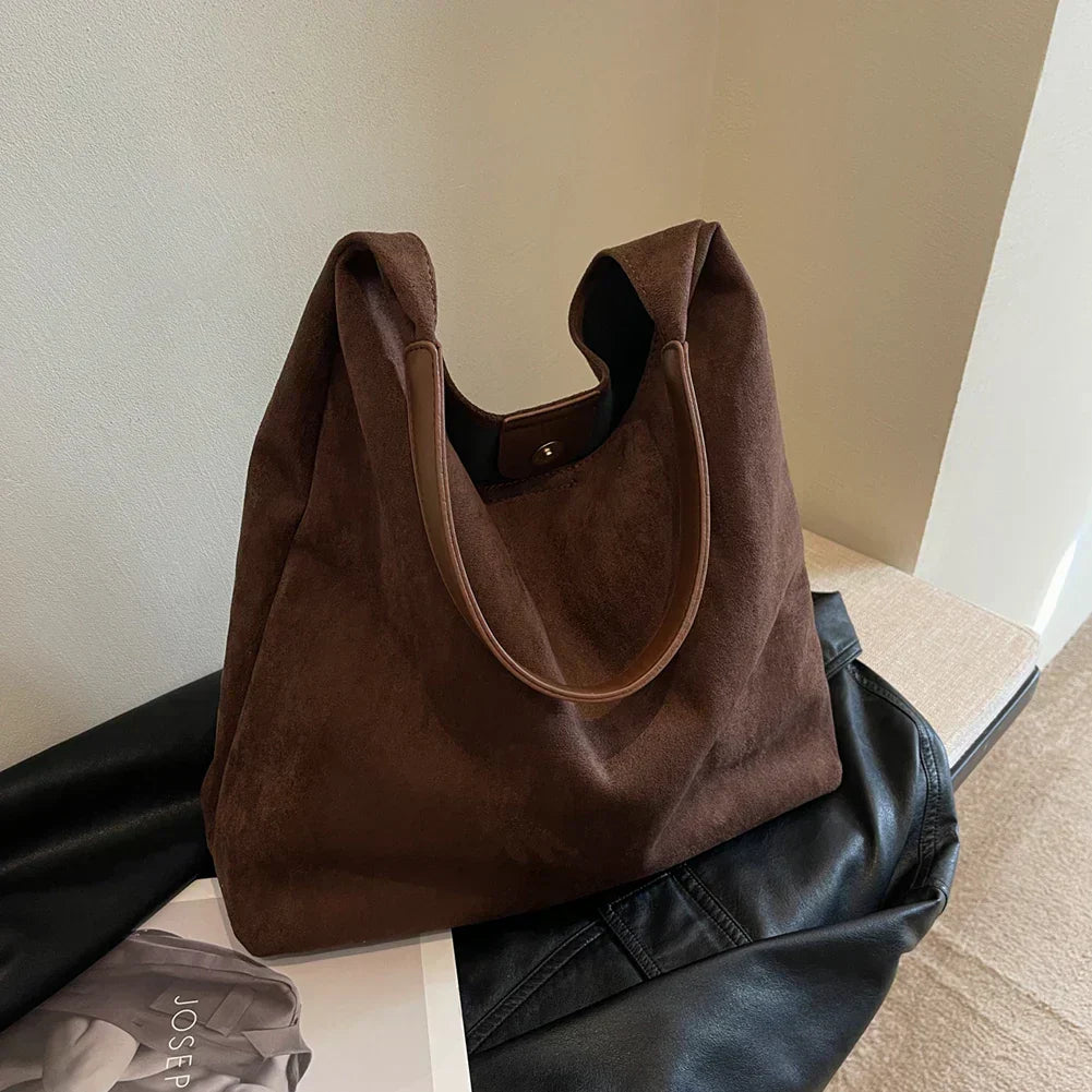 Yvonne | Wildlederimitat Schultertasche Damen
