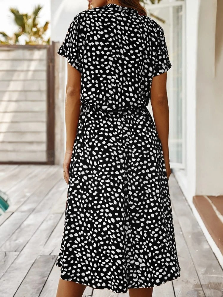 Laura | Damen Kurzarm Midi Kleid