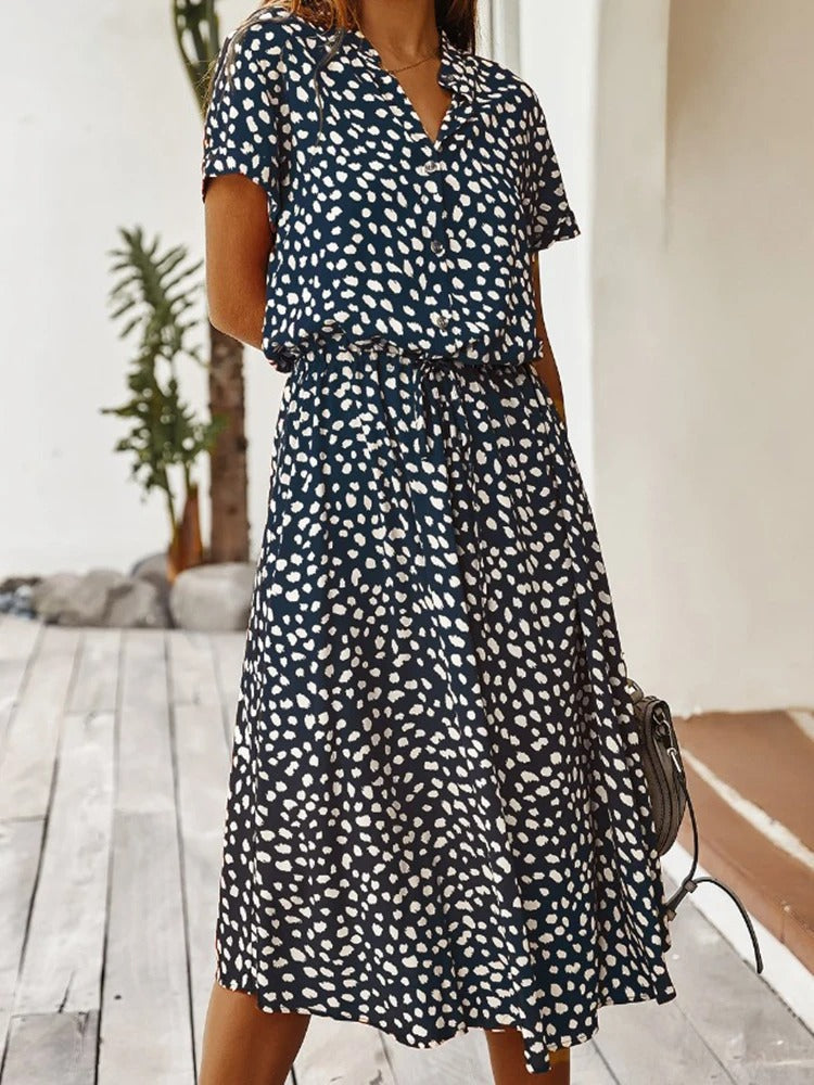 Laura | Damen Kurzarm Midi Kleid