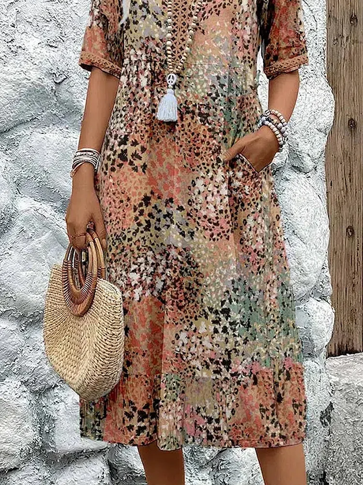 Laura | V-Ausschnitt Midi Kleid