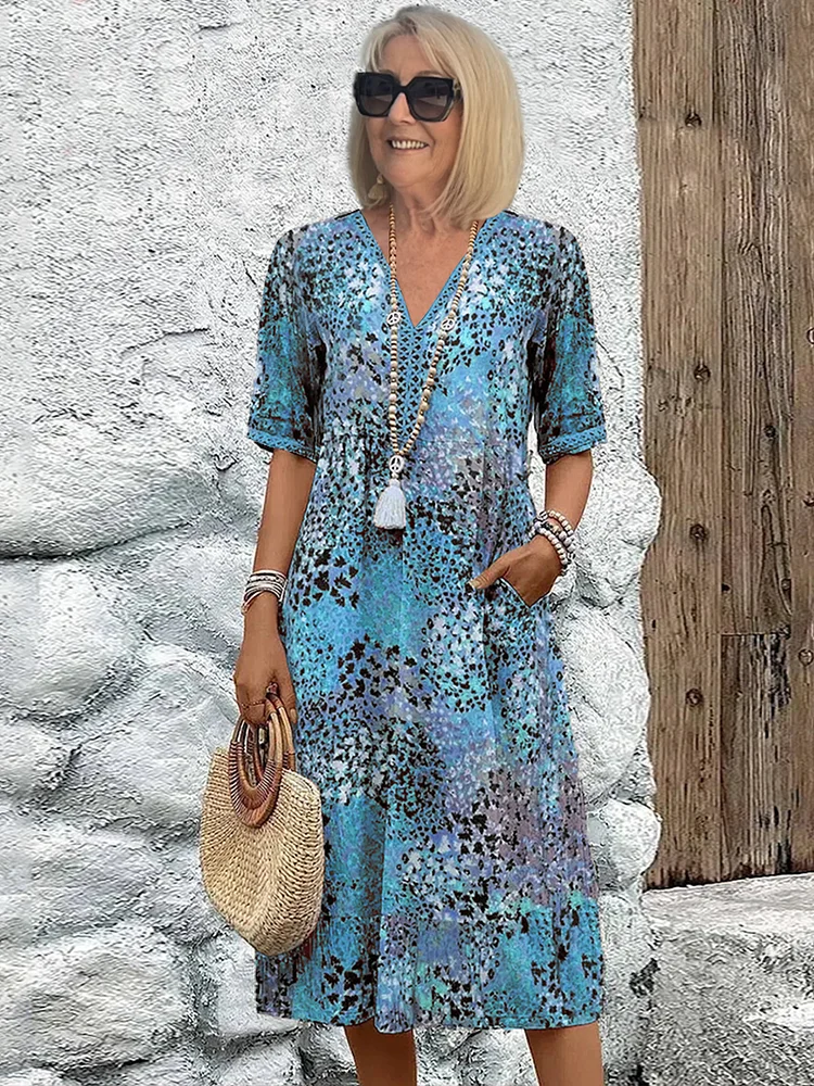 Laura | V-Ausschnitt Midi Kleid