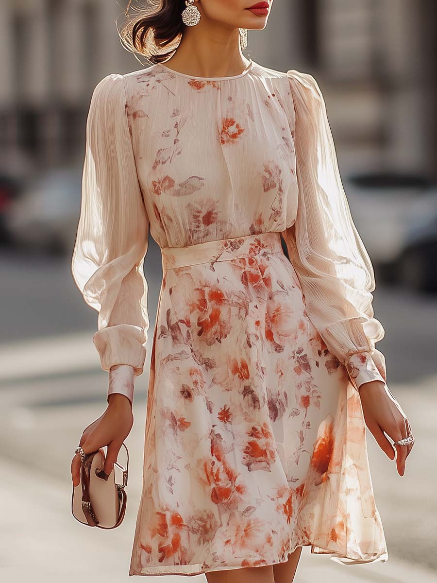 Nadine | Blumenprint Plissée Kleid