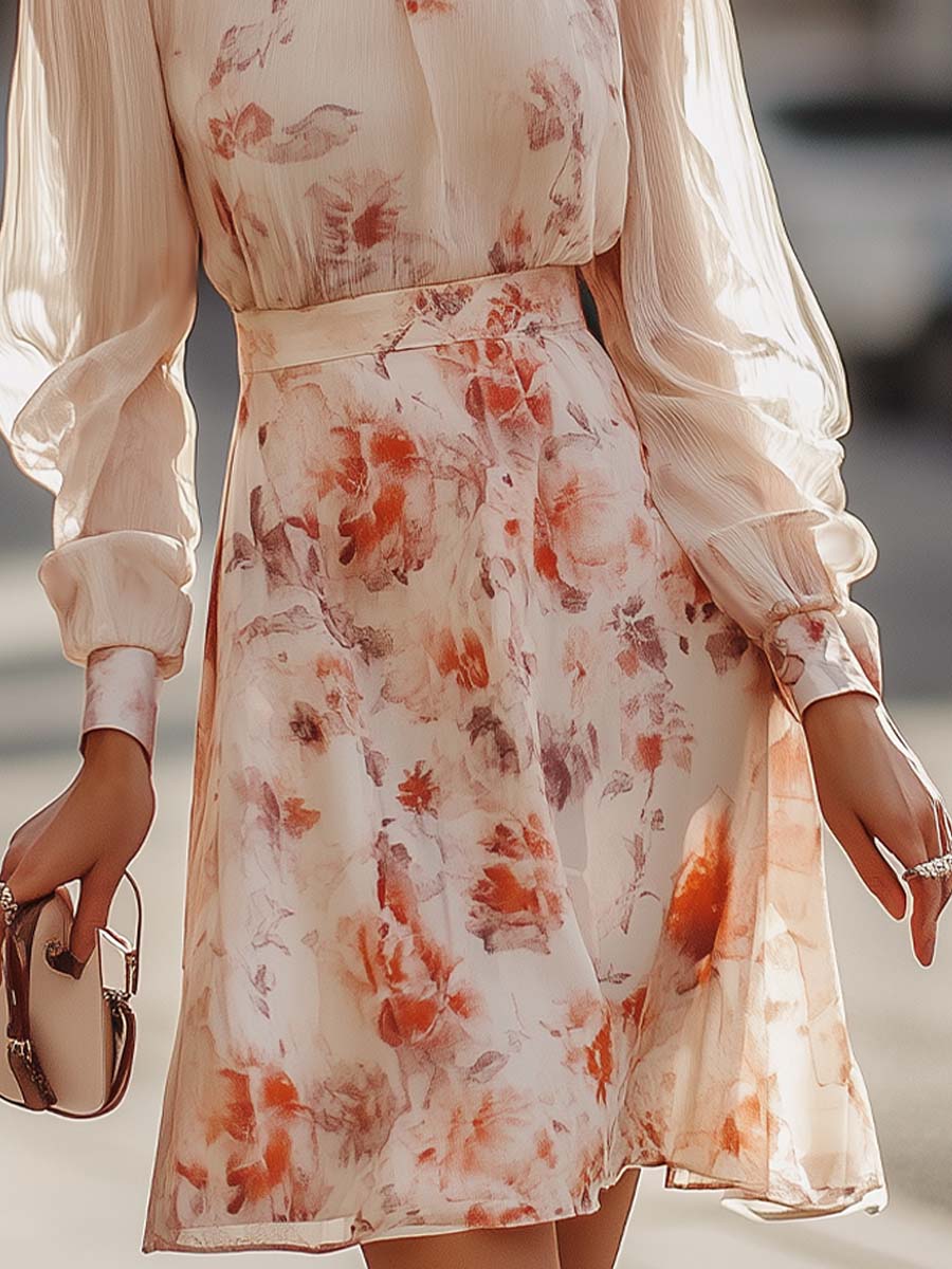 Nadine | Blumenprint Plissée Kleid