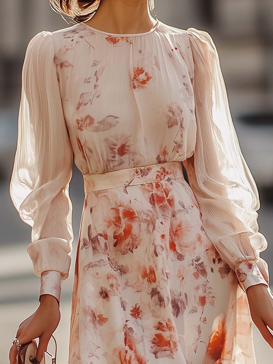 Nadine | Blumenprint Plissée Kleid