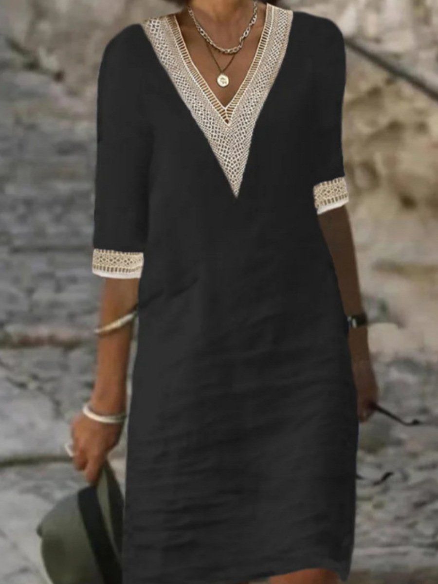 Olivia | Damen V-Ausschnitt Freizeitkleid