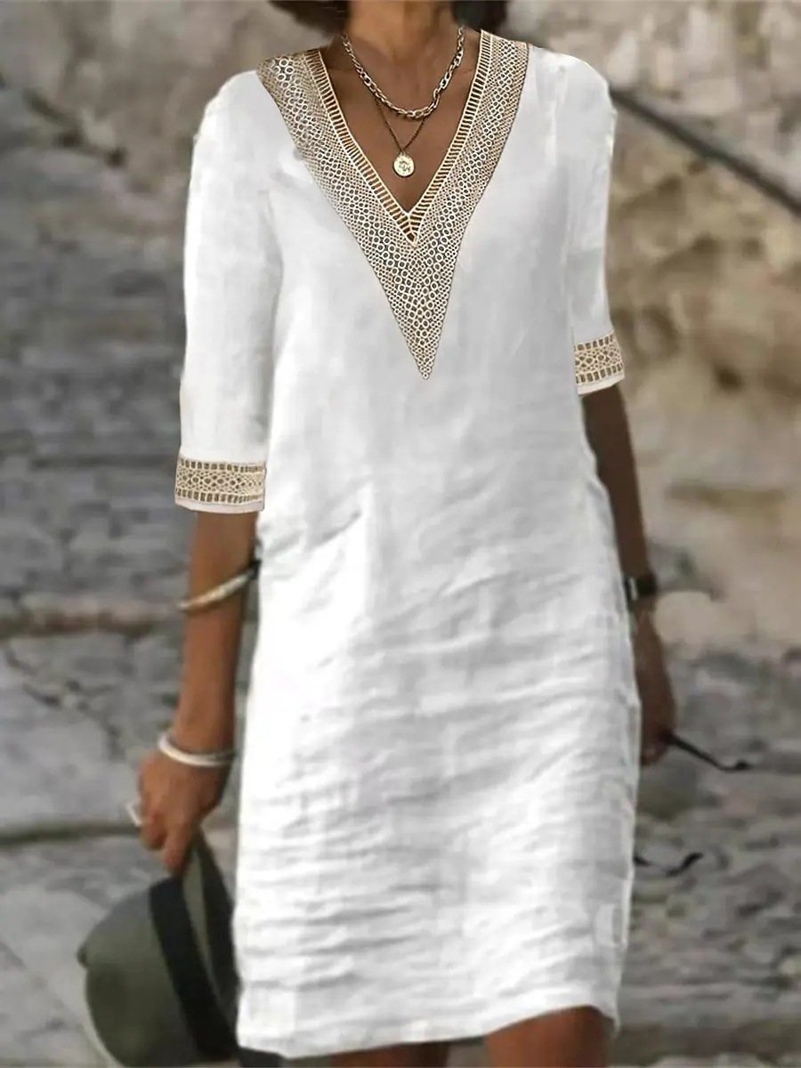 Olivia | Damen V-Ausschnitt Freizeitkleid