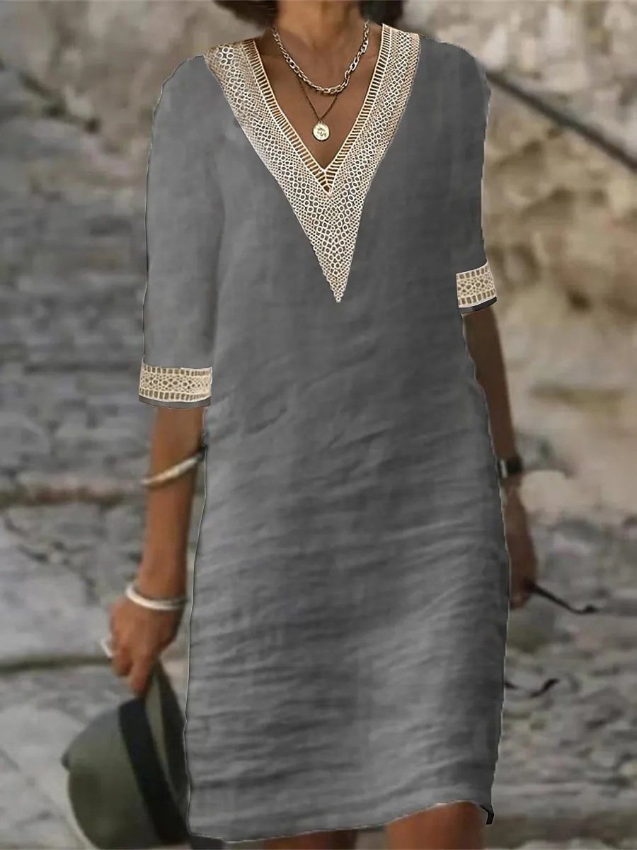 Olivia | Damen V-Ausschnitt Freizeitkleid
