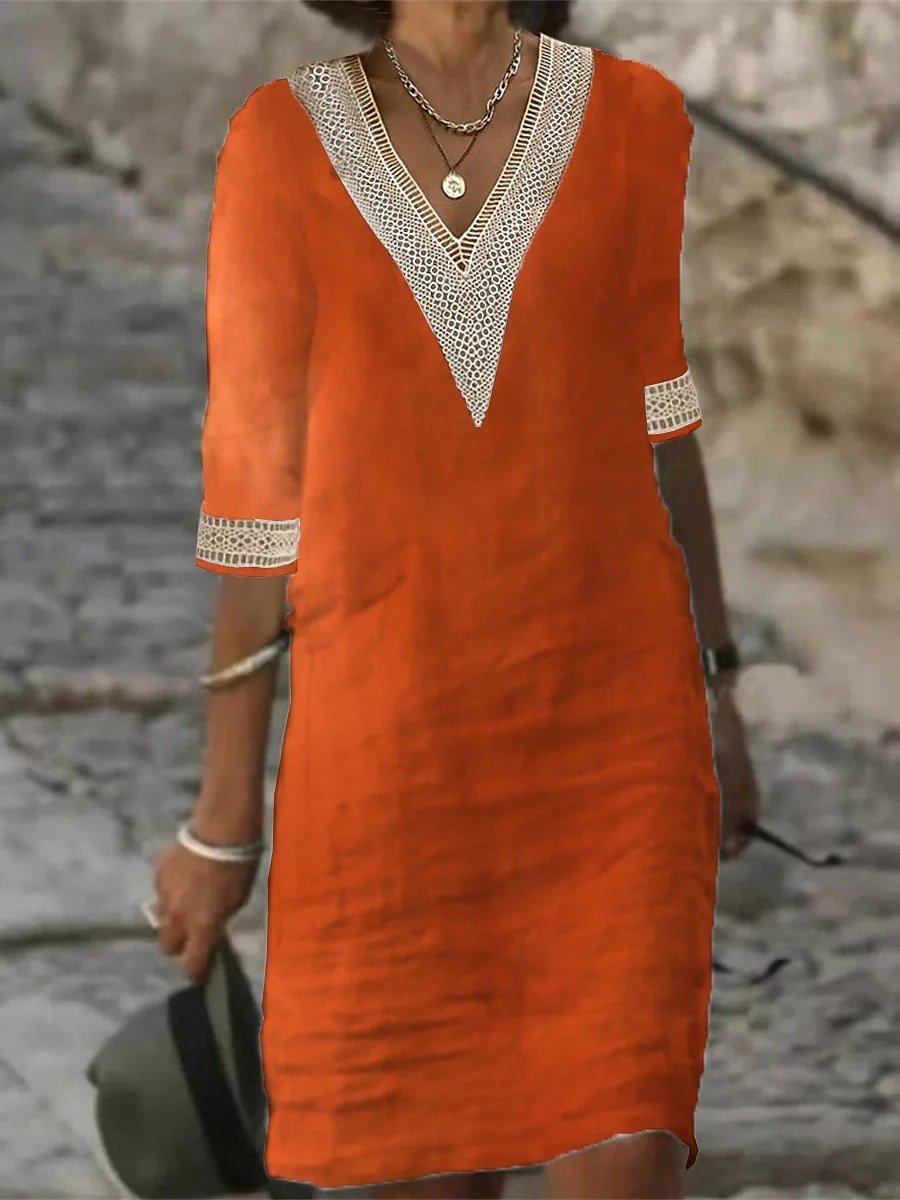 Olivia | Damen V-Ausschnitt Freizeitkleid