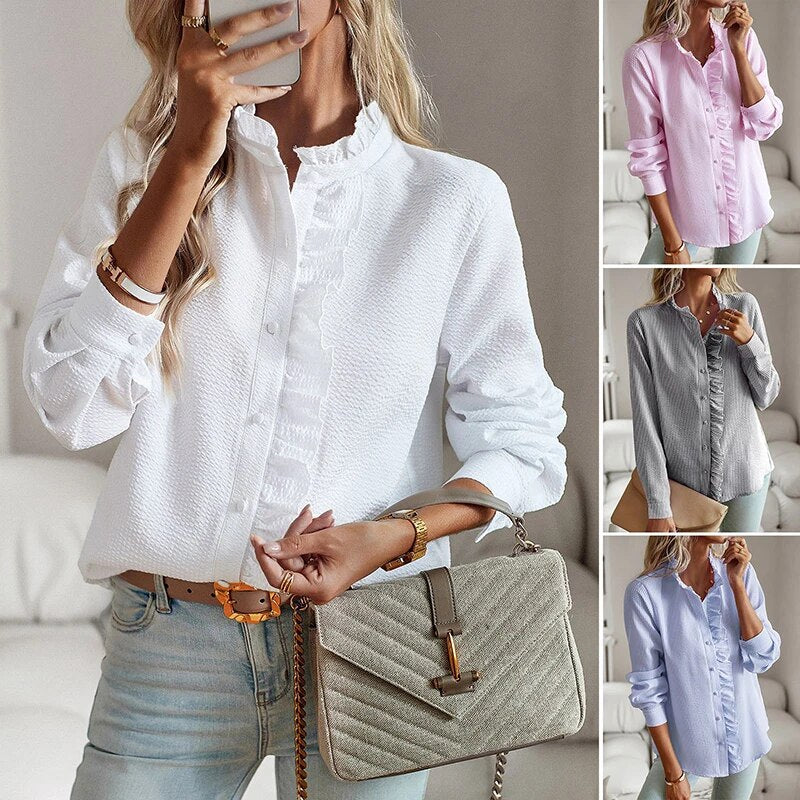 Lucerne | Volant Bluse Langarm