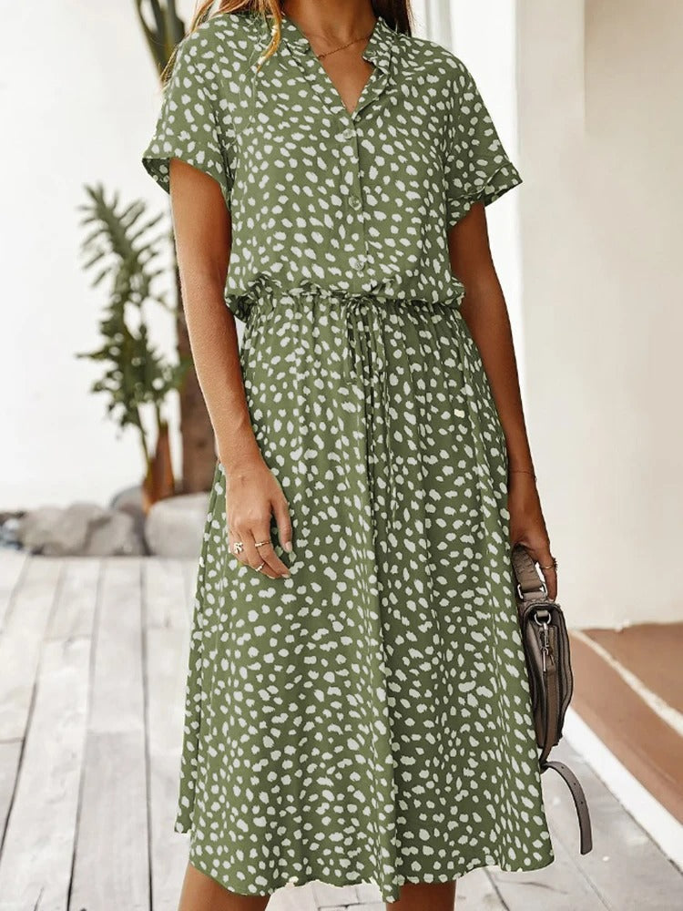 Laura | Damen Kurzarm Midi Kleid
