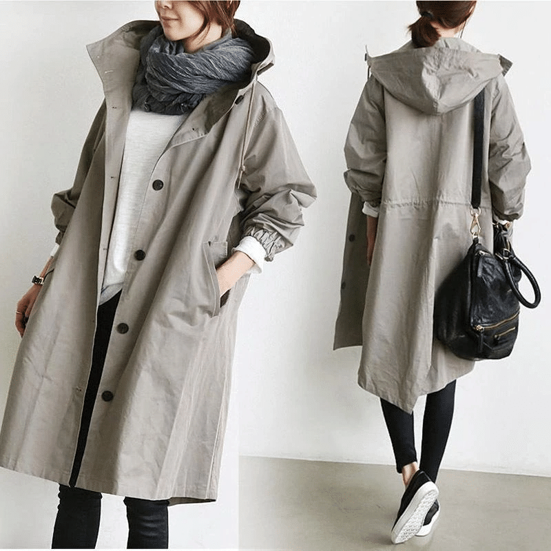 Adèle | Damen Windjacke mit Kapuze und Knöpfen